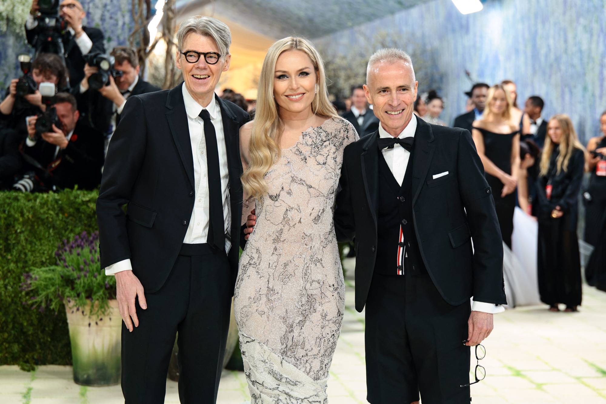 NEW YORK, NEW YORK - MAY 04: (L-R) Andrew Bolton, Lindsey Vonn and Thom Browne attend the 2026 Met Gala celebrating "Costume Art" at the Metropolitan Museum of Art on May 04, 2026 in New York City. Dimitrios Kambouris/Getty Images for The Met Museum/Vogue/AFP