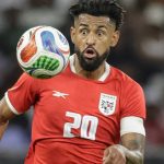 Panama's midfielder #20 Anibal Godoy eyes the ball during the friendly international football match between South Africa and Panama at the Cape Town Stadium in Cape Town on March 31, 2026.