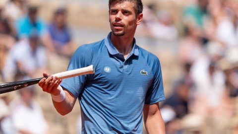PARIS, FRANCE - MAY 24: Arthur Gea of France reacts during Day One of the 2026 French Open at Roland Garros on May 24, 2026 in Paris, France. (Photo by Marleen Fouchier/BSR Agency/Getty Images)