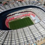 MEXICO CITY, MEXICO - FEBRUARY 13: An aerial view shows the new hybrid pitch and newly installed seats at Azteca Stadium, recently renamed Banorte Stadium, during renovation works ahead of the FIFA World Cup 2026, in Mexico City, Mexico on February 13, 2026. Renovation works continue inside and around the stadium, which will host the opening match of the tournament, marking the third time the venue will stage a World Cup opener, less than four months before it kicks off with Mexico facing South Africa. Daniel Cardenas / Anadolu