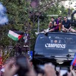 BARCELONA, SPAIN - MAY 11: Players of FC Barcelona celebrate winning the 2025/26 LaLiga and Supercopa de Espana titles with supporters in the streets of Barcelona, Spain, on May 11, 2026. Adria Puig / Anadolu
