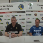 Csoknyai István, a Budakalász vezetőedzője a sajtótájékoztatón.