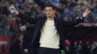 Cristian Chivu, head coach of Inter Milan, reacts during the Italian Cup football final match between Lazio and Inter Milan at the Olympic stadium in Rome, Italy, on May 13, 2026. Riccardo De Luca / Anadolu