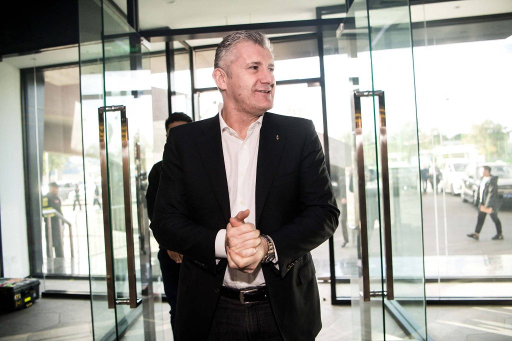 Davor Suker, Croatian former footballer and the current president of the Croatian Football Federation, visits the Beijing Renhe Football Club in Beijing, China, 27 October 2018.