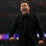 Diego Simeone, az Atlético Madrid vezetőedzője az Arsenal elleni meccsen.