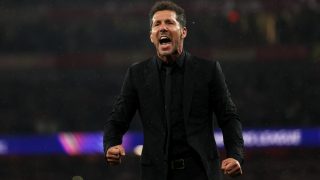 Diego Simeone, az Atlético Madrid vezetőedzője az Arsenal elleni meccsen.