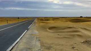 Road fromTan Tan to Tarfaya before storm,Morocco,North Africa,Nikon D3x