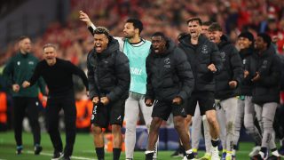 A PSG játékosainak öröme Bayern elleni 1-1-et követően.