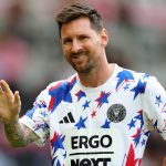 Lionel Messi az Inter Miami bemelegítésén.