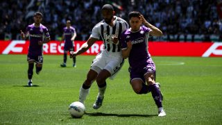 Fiorentina defender Fabiano Parisi (65) competes for the ball against Juventus defender Bremer (3) during the Serie A football match number 37 between Juventus and Fiorentina at the Allianz Stadium in Turin, Piedmont, Italy, on May 17, 2026. (Photo by Matteo Bottanelli/NurPhoto)