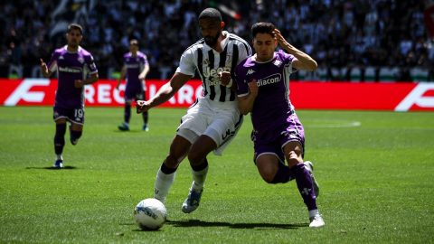 Fiorentina defender Fabiano Parisi (65) competes for the ball against Juventus defender Bremer (3) during the Serie A football match number 37 between Juventus and Fiorentina at the Allianz Stadium in Turin, Piedmont, Italy, on May 17, 2026. (Photo by Matteo Bottanelli/NurPhoto)