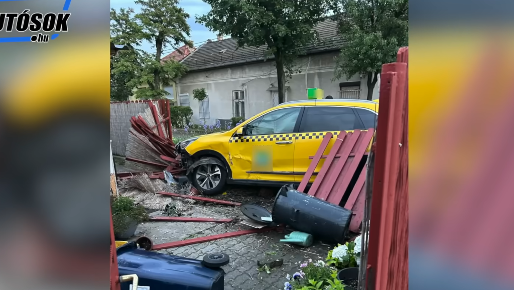 Videó: letarolta egy ház kertjét egy taxi Pesterzsébeten