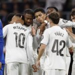 A Real Madrid játékosai az Oviedo elleni mérkőzésen.