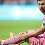 MIAMI, FLORIDA - MAY 24: Lionel Messi #10 of Inter Miami CF reacts during the MLS match between Inter Miami CF and Philadelphia Union at Nu Stadium on May 24, 2026 in Miami, Florida. (Photo by Megan Briggs/Getty Images)