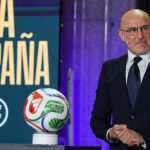 Spain's head coach Luis de la Fuente speaks during a ceremony to unveil the Spain squad for the 2026 FIFA World Cup, in Madrid, on May 25, 2026. The tournament will take place from June 11 to July 19, 2026 in Mexico, Canada and the US.