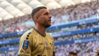 Lukas Podolski of Gornik Zabrze is seen during the STS Polish Cup Final between Gornik Zabrze and Rakow Czestochowa at PGE Narodowy in Warsaw, Poland, on May 2, 2026. (Photo by Marek Antoni Iwanczuk/NurPhoto)