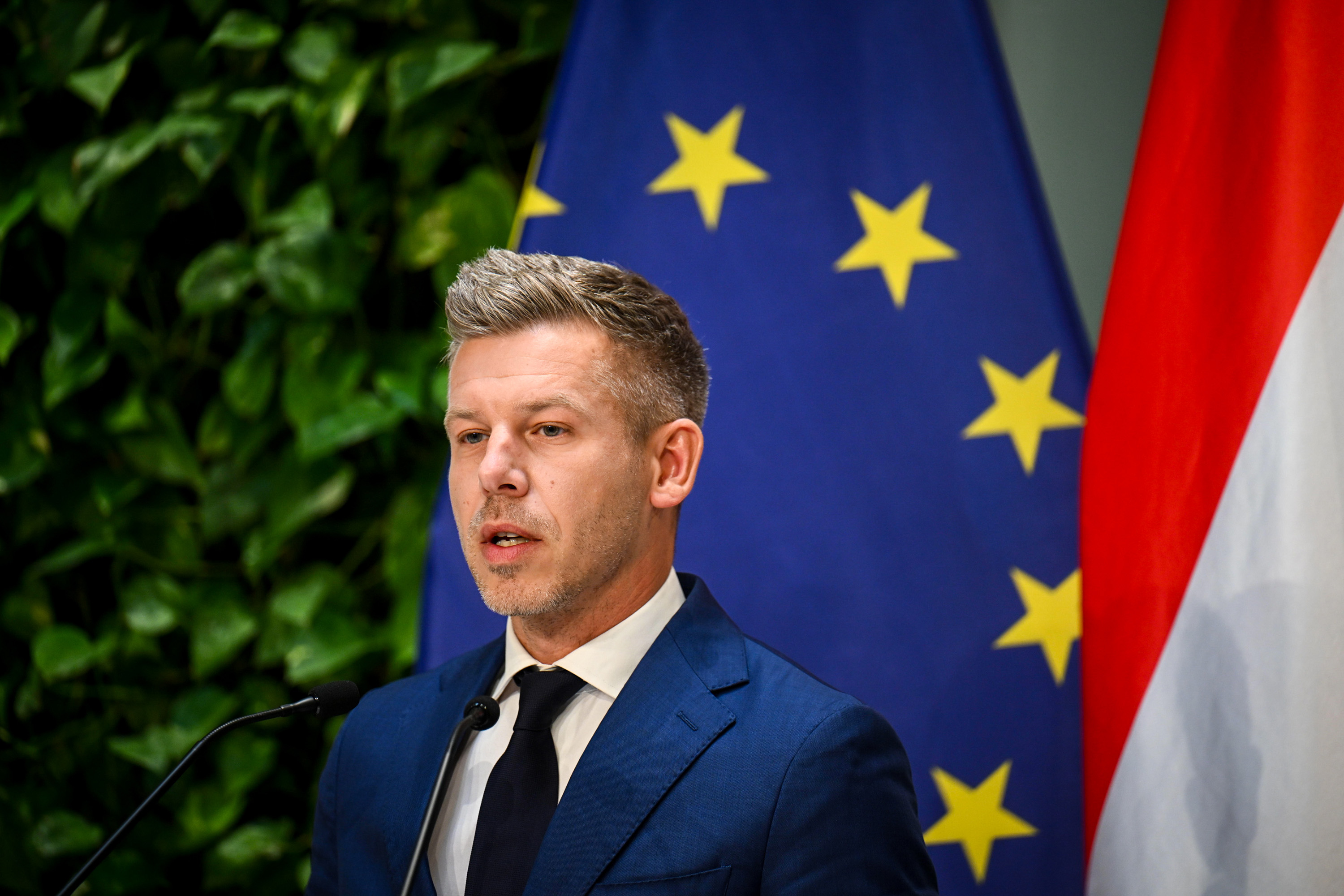 Magyar Péter, Magyarország miniszterelnöke a második kormányülés után tartott sajtótájékoztatón Budapesten, 2026. május 18-án.