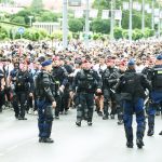 A párizsi szurkolók vonulás Budapesten.