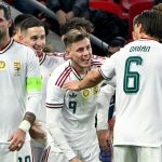 A magyar csapat gólöröme a Magyarország - Szlovénia felkészülési labdarúgó-mérkőzésen a Puskás Arénában 2026. március 28-án. Középen a gólszerző Schön Szabolcs.