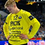 Tobias Alexander Gustav Thulin, a Szeged kapusa a férfi kézilabda Bajnokok Liga csoportkörében játszott OTP Bank-Pick Szeged - SC Magdeburg mérkőzésen a szegedi Pick Arénában 2025. október 15-én. A német csapat 34-30-ra győzött.