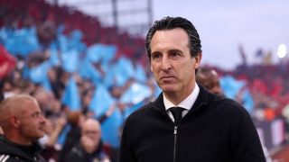 Aston Villa's Spanish manager Unai Emery arrives ahead of the UEFA Europa League, semi-final second-leg football match between Aston Villa and Nottingham Forest at Villa Park in Birmingham, central England on May 7, 2026.