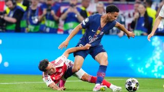 Martin Zubimendi defensive midfield of Arsenal and Spain and Warren Zaire-Emery central midfield of PSG and France battle for the ball during the UEFA Champions League Final 2026 match between Paris Saint-Germain and Arsenal FC at Puskas Arena on May 30, 2026 in Budapest, Hungary. (Photo by Jose Breton/Pics Action/NurPhoto)