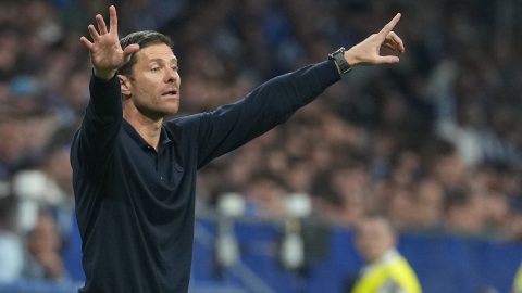 Real Madrid's Spanish coach Xabi Alonso gestures on the touchline during the Spanish league football match between Real Oviedo and Real Madrid CF at Carlos Tartiere Stadium in Oviedo on August 24, 2025. Chelsea appointed Xabi Alonso as the club's manager on Sunday, May 17, on a four-year deal with the Spaniard the latest coach tasked with turning around the club's fortunes.