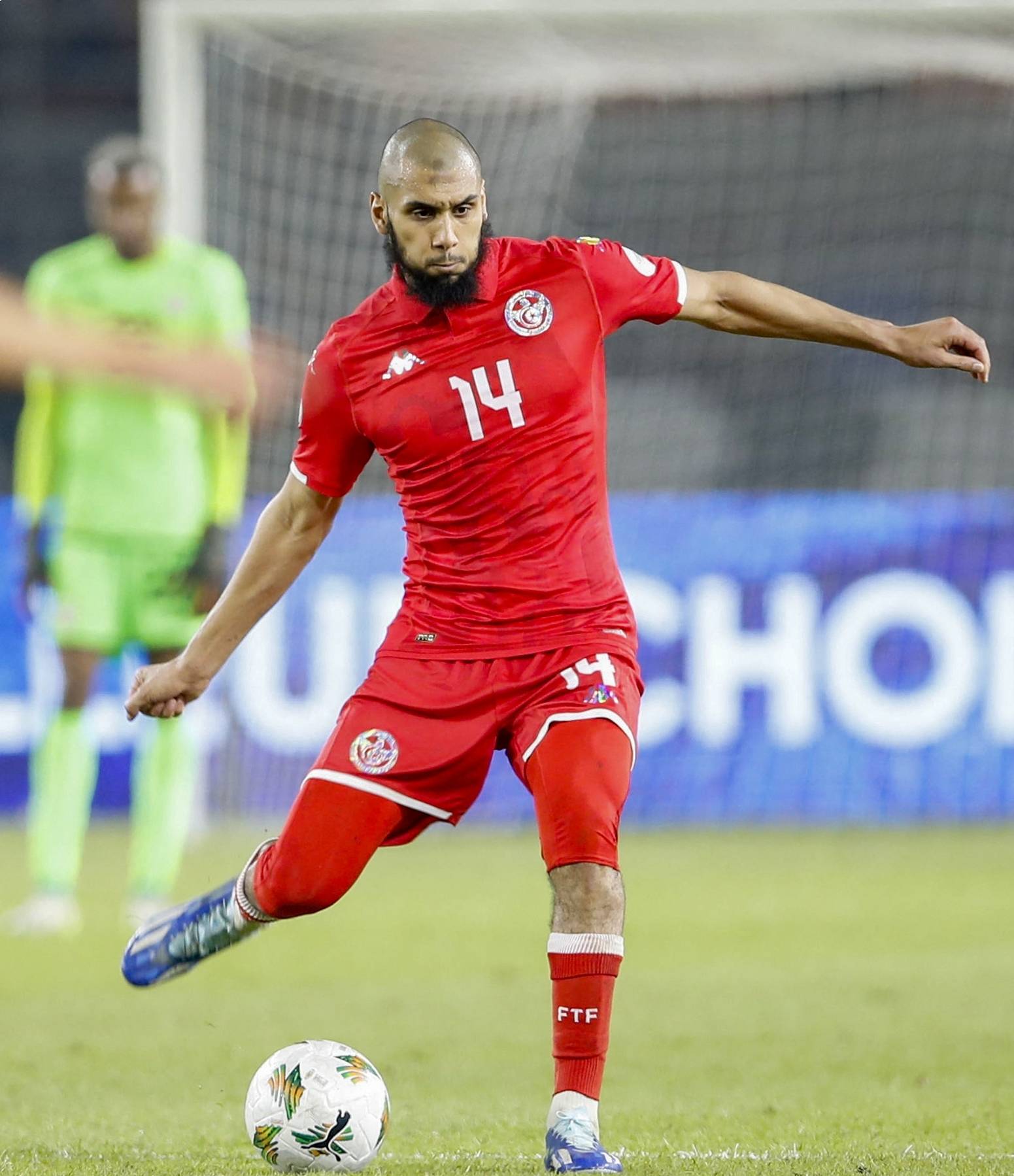 KORHOGO, IVORY COAST - JANUARY 24: Aissa Laidouni of Tunisia in action during the Africa Cup of Nations Group E match between Tunisia and South Africa at Amadou Gon Coulibaly Stadium in Korhogo, Ivory Coast on January 24, 2024. Haykel Hmima / Anadolu