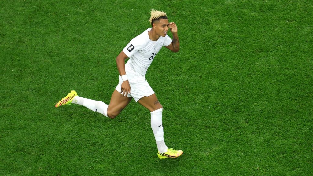 ARLINGTON, TEXAS - JUNE 30: Antonio Nusa #20 of Norway celebrates scoring his team's first goal during the FIFA World Cup 2026 Round Of 32 match between Cote d'Ivoire and Norway at Dallas Stadium on June 30, 2026 in Arlington, Texas. Alex Slitz/Getty Images/AFP
