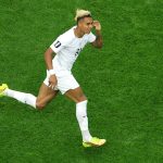 ARLINGTON, TEXAS - JUNE 30: Antonio Nusa #20 of Norway celebrates scoring his team's first goal during the FIFA World Cup 2026 Round Of 32 match between Cote d'Ivoire and Norway at Dallas Stadium on June 30, 2026 in Arlington, Texas. Alex Slitz/Getty Images/AFP