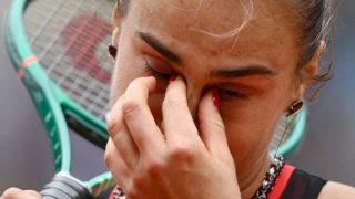 Aryna Sabalenka (BLR) reacts in Women’s singles, Quarterfinals, during Roland-Garros 2026, French Open, Grand Slam tennis tournament, day 11, on June 3, 2026, Roland Garros Stadium, Paris, France, Photo Philippe Millereau / KMSP