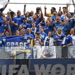 Bosnian fans cheer for their team ahead of the 2026 World Cup Group B football match between Switzerland and Bosnia and Herzegovina at Los Angeles Stadium in Inglewood on June 18, 2026.