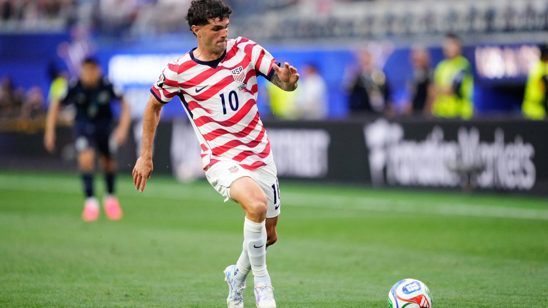 Christian Pulisic of USA in action during the FIFA World Cup 2026 Group D match between USA and Paraguay at Los Angeles Stadium on June 12, 2026 in Los Angeles, California. (Photo by Jose Breton/Pics Action/NurPhoto)