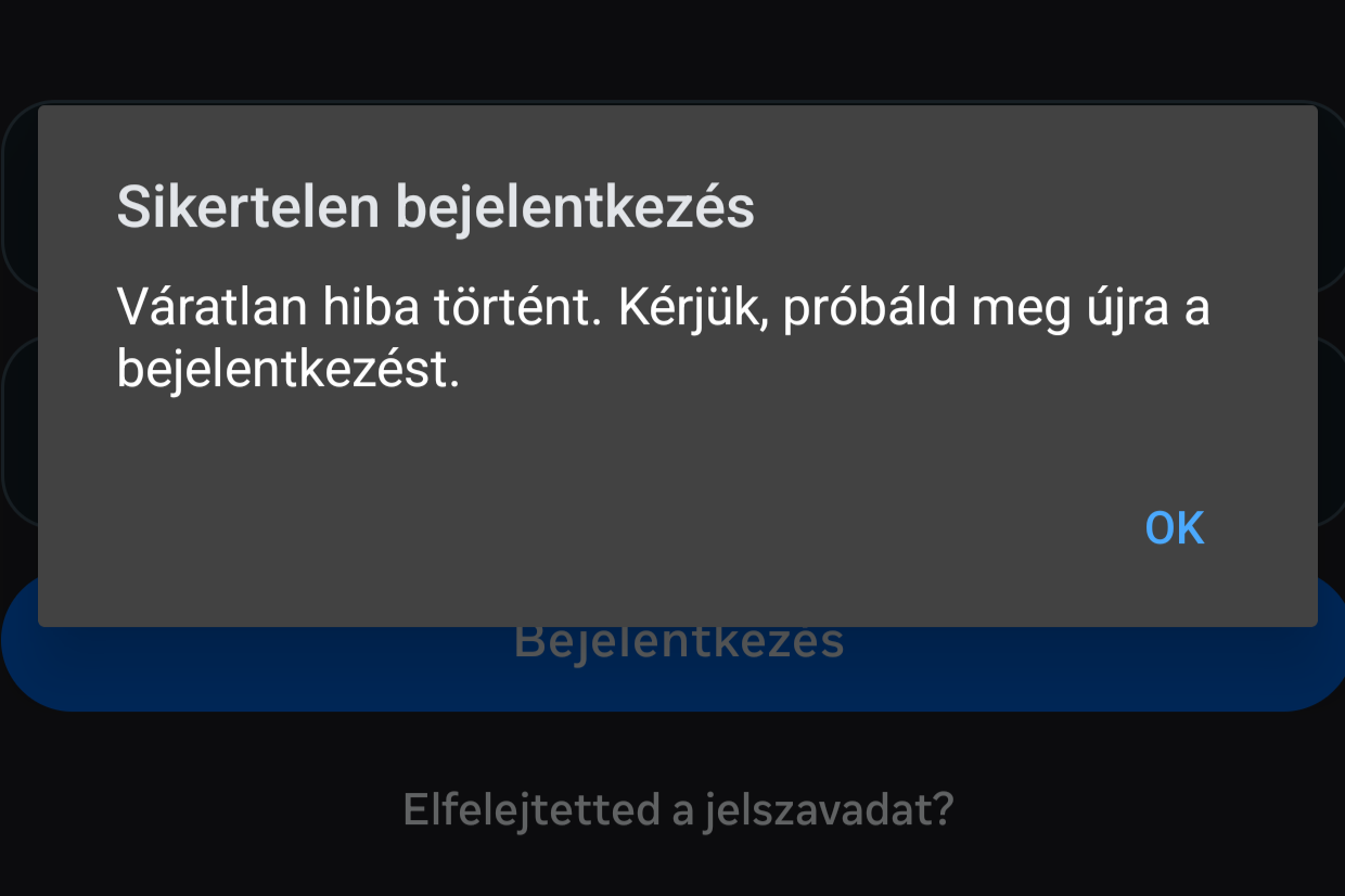 messenger hiba bejelentkezes