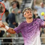 PARIS, FRANCE - JUNE 3: Flavio Cobolli of Italy celebrates after winning against Felix Auger-Aliassime (not seen) of Canada during Men's Singles quarter-final match on the eleventh day of the French Open at Philippe-Chatrier Court in Paris, France, on June 3, 2026. Mustafa Yalcin / Anadolu