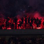 Az AC Milan ultrái áprilisban, a Juventus elleni bajnokin.