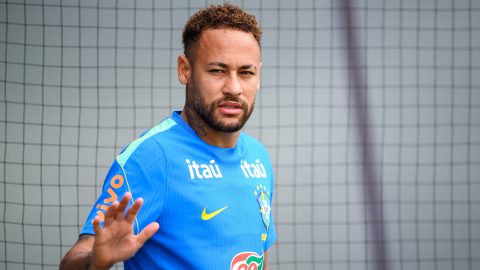 Neymar a brazil válogatott edzésén.