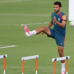 Portugal's forward #09 Goncalo Ramos takes part in a training session Gardens North County District Park in Palm Beach Gardens on June 25, 2026, during the 2026 World Cup football tournament.