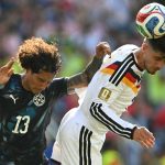 Germany's forward #07 Kai Havertz scores his team's first goal during the 2026 World Cup round of 32 football match between Germany and Paraguay at the Boston Stadium in Foxborough on June 29, 2026.