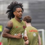 Jayden Nelson #26 of Canada national football team warms-up during the training day, ahead the 2026 FIFA World Cup Group B match against Bosnia and Herzegovina at TorontoFC Training Ground. on June 9, 2026 in Toronto, Canada.