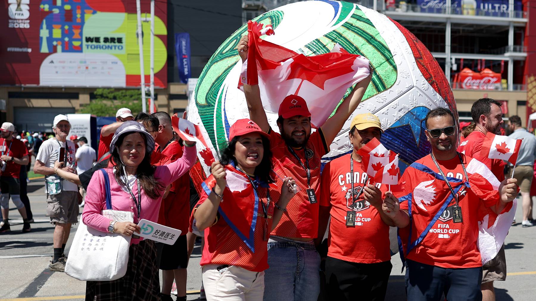 TORONTO, ONTARIO - JUNE 12: Canada fans arrive before the FIFA World Cup 2026 Group B match between Canada and Bosnia and Herzegovina at Toronto Stadium on June 12, 2026 in Toronto, Ontario. (Photo by Maja Hitij - FIFA/FIFA via Getty Images)