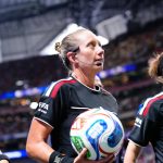 ATLANTA, UNITED STATES - JUNE 18: Referee Tori Penso (C), assistant referee Brooke Mayo (R) and Kathryn Nesbitt (L) are seen prior the 2026 FIFA World Cup First Stage Group A match between Czechia and South Africa at Mercedes-Benz Stadium (Atlanta Stadium) in Atlanta, Georgia, United States on June 18, 2026. Jose Hernandez / Anadolu