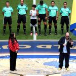 TORONTO, ONTARIO - JUNE 12: Alanis Morissette (L) performs the Canadian national anthem before the FIFA World Cup 2026 Group B match between Canada and Bosnia and Herzegovina at Toronto Stadium on June 12, 2026 in Toronto, Ontario. (Photo by Ezra Shaw - FIFA/FIFA via Getty Images)