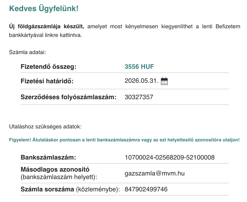 Ez már egy új szint: arra figyelmeztet az MVM nevében érkező átverős levél, hogy ne dőljünk be az MVM nevében jelentkező csalóknak 1 mvm számla csalás email