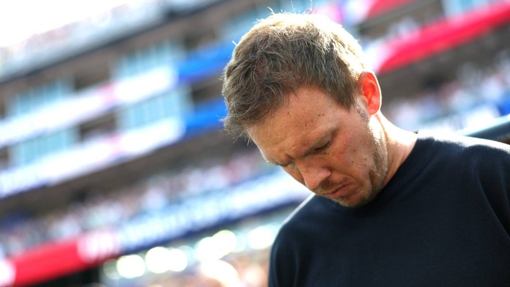FOXBOROUGH, MASSACHUSETTS - JUNE 29: Julian Nagelsmann, Head Coach of Germany, reacts prior to the FIFA World Cup 2026 Round Of 32 match between Germany and Paraguay at Boston Stadium on June 29, 2026 in Foxborough, Massachusetts. Alexander Hassenstein/Getty Images/AFP