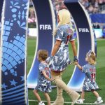 NGLEWOOD, CALIFORNIA - JUNE 25: Paris Hilton and her children Phoenix Hilton-Reum and London Hilton-Reum are seen before the FIFA World Cup 2026 Group D match between Türkiye and USA at Los Angeles Stadium on June 25, 2026 in Inglewood, California. Emilee Chinn/Getty Images/AFP