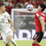 Czech Republic's forward #10 Patrik Schick and South Korea's defender #22 Seol Young-woo fight for the ball during the 2026 World Cup Group A football match between South Korea and the Czech Republic at the Guadalajara Stadium in Zapopan on June 11, 2026.