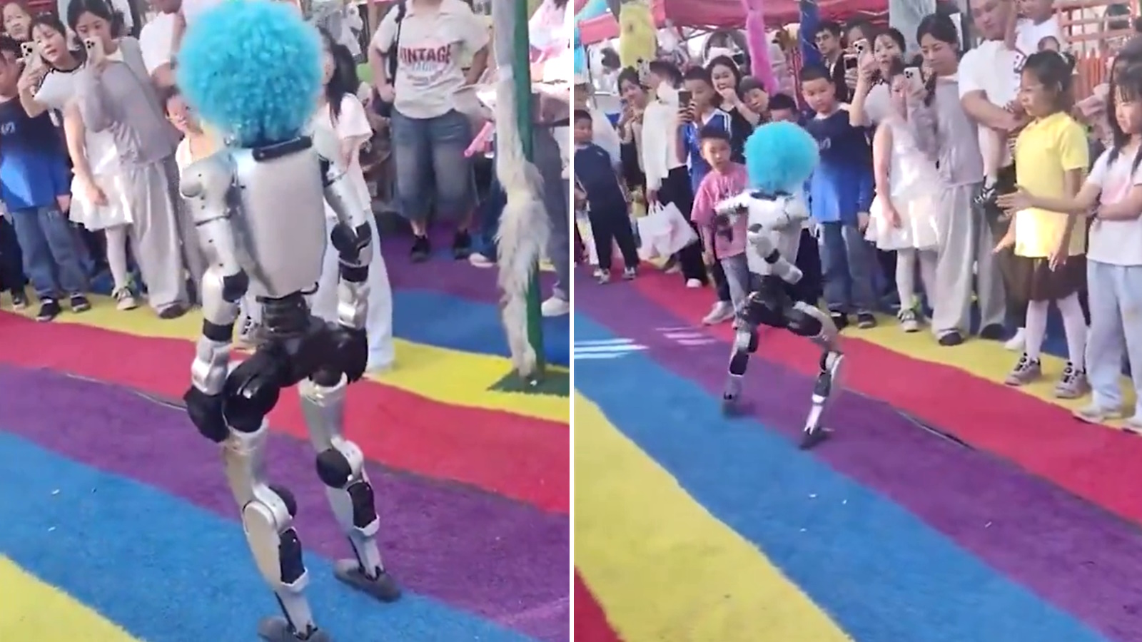 Karatézó robot és gyerekek