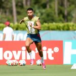 PALM BEACH, FLORIDA - JUNE 22: Cristiano Ronaldo #7 of Portugal warms up during the training of Portugal one day ahead of the FIFA World Cup 2026 Group K match between Portugal and Uzbekistan at Palm Beach Gardens Tennis & Pickleball Center on June 22, 2026 in Palm Beach, Florida. Leonardo Fernandez/Getty Images/AFP