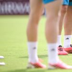 Aymeric Laporte wears pink boots during Spain's open training session ahead of their first game of the 2026 World Cup against Cape Verde at Kennesaw State University in Atlanta, Georgia, on June 14, 2026. (Photo by MI News/NurPhoto)
